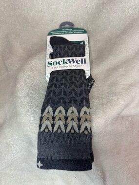 Sockwell Compression Socks S/M Beanstalk Merino Wool Charcoal 15-20 mmHg